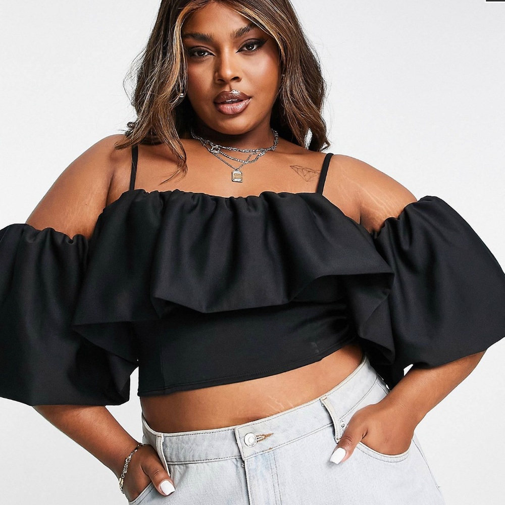 ASOS curve scuba ruffle crop top size 22